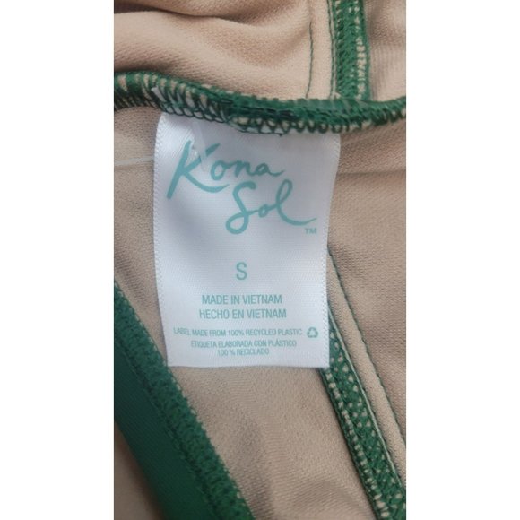 Women Plunge Front Scallop Full Coverage One Piece Swimsuit Kona Sol Green Small - Picture 6 of 8